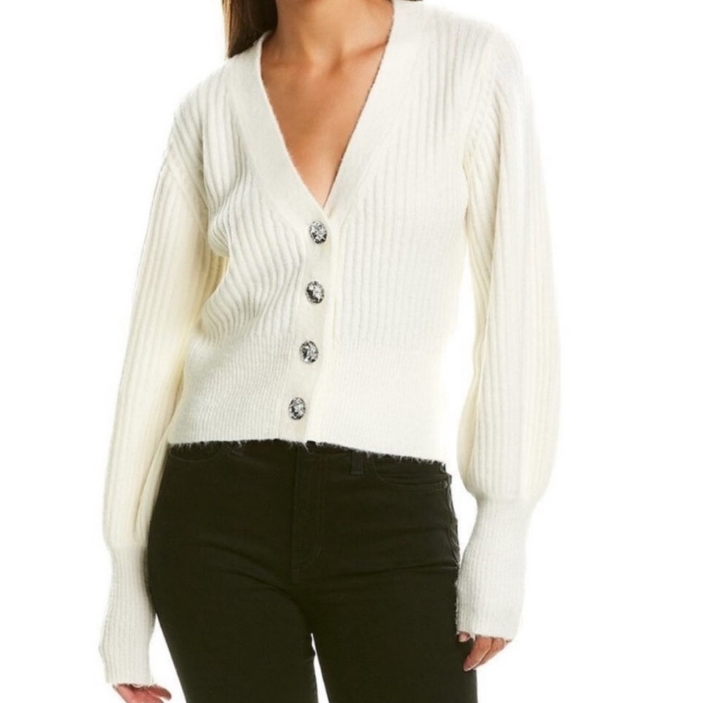 STELLA + LORENZO Cable Knit Cream Buttoned Cardigan Size S